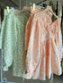 Women Round Neckline Lantern Sleeves Flounce Tops With Shorts